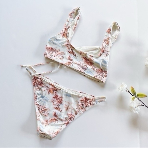 L*Space Wilder Cinched Asymmetrical Bikini Top & Bottom in Eco Tropicale - Picture 9 of 12